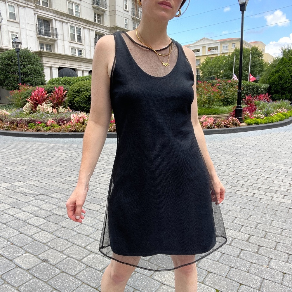 Vintage 90's knit dress with mesh tulle overlay